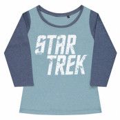 Star Trek Distressed Logo Girly Baseball Tee, Long Sleeve T-Shirt