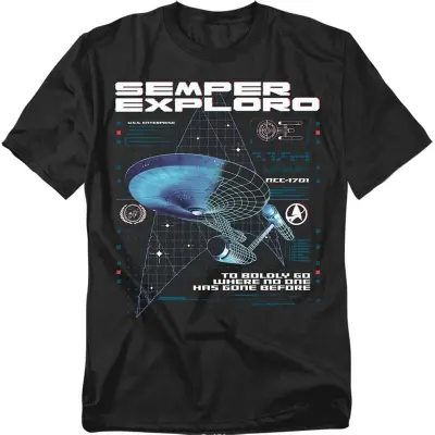 Star Trek T-shirt - Enterprise Schematics - M 5XL - för Herr - svart