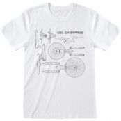 Star Trek T-shirt - Enterprise Specs - S XXL - för Herr - vit