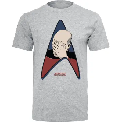 Star Trek T-shirt - Jean-Luc Picard - Facepalm - L XL - för Herr - gråmelerad