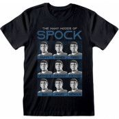 Star Trek T-shirt - Many Moods Of Spock - S XXL - för Herr - svart