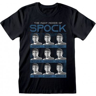 Star Trek T-shirt - Many Moods Of Spock - S XXL - för Herr - svart