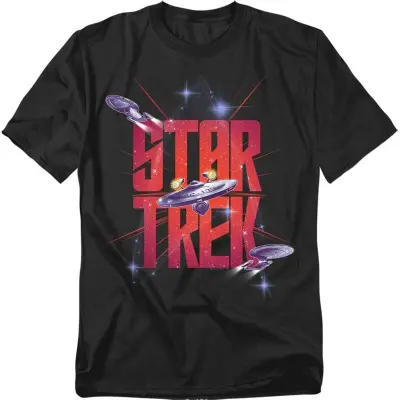 Star Trek T-shirt - Three Ships in Space - M 5XL - för Herr - svart
