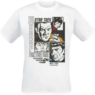 Star Trek T-shirt - Warp Factor - M 5XL - för Herr - vit