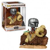 POP Star Wars The Mandalorian Mando on Bantha with Child in Bag