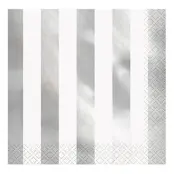 Servetter Silver/Vit Randiga - 16-pack
