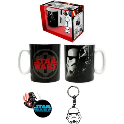 Star Wars Darth Vader+ Trooper Keychain + 2 Badge Mug