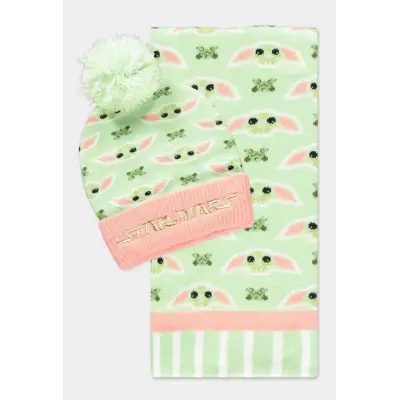 Star Wars - Grogu Pink & Green - Beanie & Scarf Gift Set