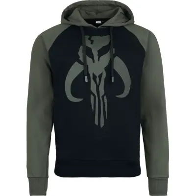 Star Wars Luvtröja - The Mandalorian - Big Symbol Raglan - M XXL - för Herr - svart/grön