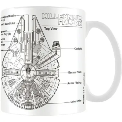 Star Wars - Disney Mugg - Millennium Falcon Sketch - för None - vit