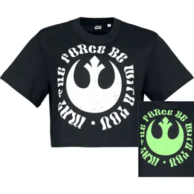 Star Wars - Anime T-shirt - May The Force - Glow In The Dark - S XL - för Dam - svart