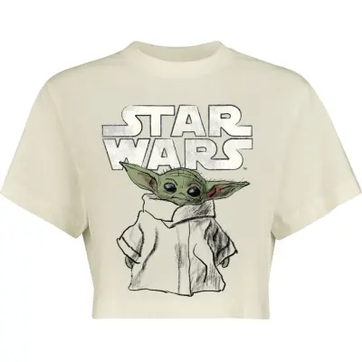 Star Wars - Anime T-shirt - The Mandalorian Grogu Sketch - S XL - för Dam - vit