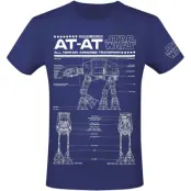 Star Wars - Disney T-shirt - AT-AT - Schematic - S 3XL - för Herr - blå