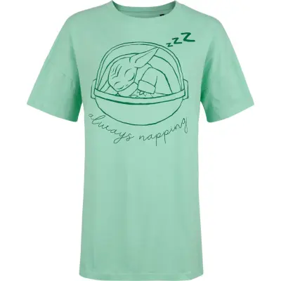 Star Wars - Disney Oversize T-shirt - Grogu Always Napping - Oversize - S XXL - för Dam - ljusgrön