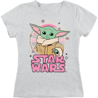Star Wars - Disney T-shirt - Barn - Starry - Grogu - 104 152 - för barn - ljusgråmelerad