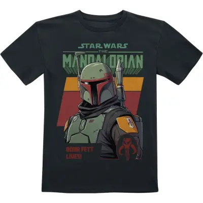 Star Wars - Disney T-shirt - Barn - The Mandalorian - Boba Fett Lives - 104 128 - för barn - svart