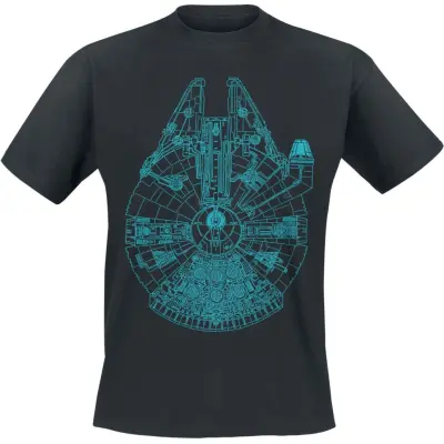 Star Wars - Disney T-shirt - Millenium Falcon Blueprint - S XXL - för Herr - svart