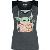 Star Wars Topp - Baby Grogu - S XXL - för Dam - gråmelerad/svart