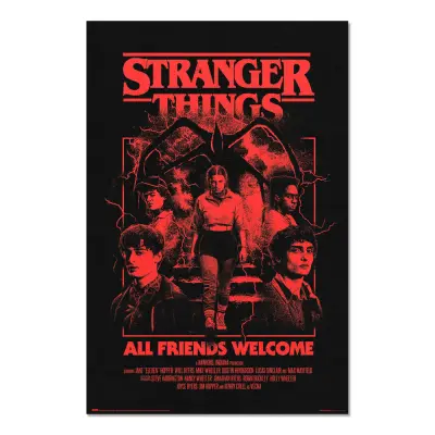 Stranger Things All Friends Welcome poster