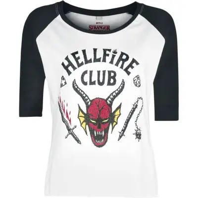 Stranger Things Långärmad tröja - Hellfire Club - L 3XL - för Dam - vit/svart