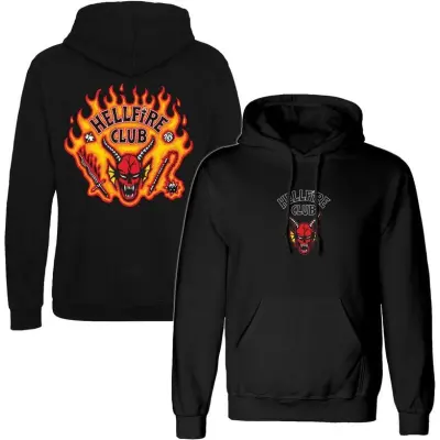 Stranger Things Luvtröja - Hellfire Club Flames - S XXL - för Herr - svart