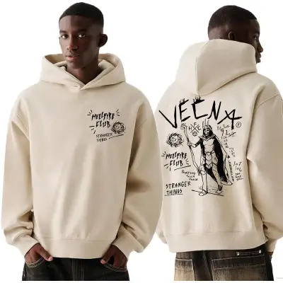 Stranger Things Luvtröja - Vecna Doodle - S 5XL - för Herr - sand