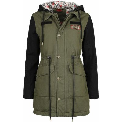 Stranger Things Parka - Hellfire Club - S XXL - för Dam - grön/svart