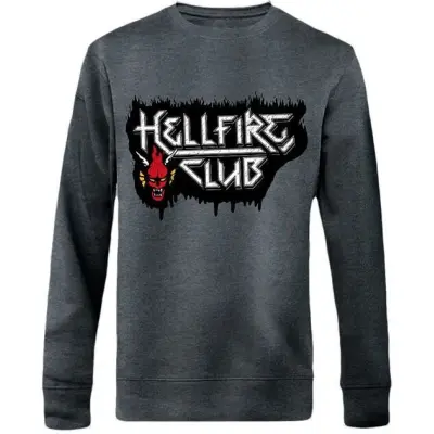 Stranger Things Sweatshirt - Hellfire Club - S 5XL - för Herr - mörkgrå