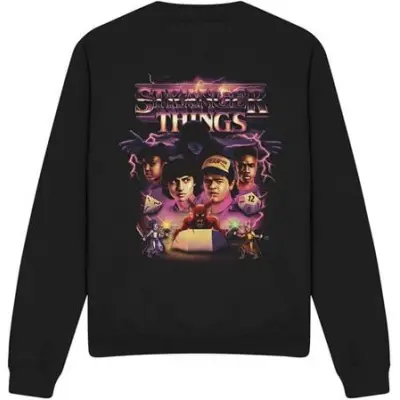 Stranger Things Sweatshirt - Season 5 - Group Thunder Metal Band - S XXL - för Herr - svart