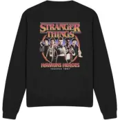 Stranger Things Sweatshirt - Season 5 - Hawkins Heroes Group 1987 - S XXL - för Herr - svart