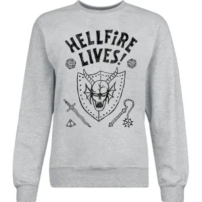 Stranger Things Sweatshirt - Season 5 - Hellfire Lives! - S XXL - för Herr - grå