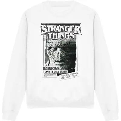 Stranger Things Sweatshirt - Season 5 - Newspaper Vecna - S XXL - för Herr - vit