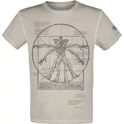 Stranger Things T-shirt - Anatomy Of A Demogorgon - S M - för Herr - grå