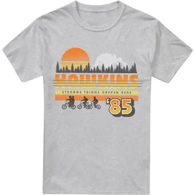 Stranger Things T-shirt - Hawkins Retro 85 - S XXL - för Herr - gråmelerad