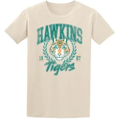 Stranger Things T-shirt - Hawkins Tigers - S XL - för Dam - naturfärgad