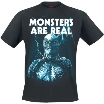 Stranger Things T-shirt - Monsters Are Real - S XXL - för Herr - svart