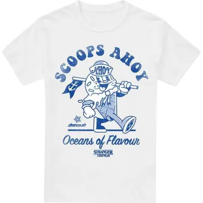 Stranger Things T-shirt - Scoops Ahoy Retro - S XXL - för Herr - vit