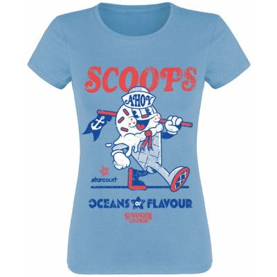 Stranger Things T-shirt - Scoops Ahoy - S XXL - för Dam - blå