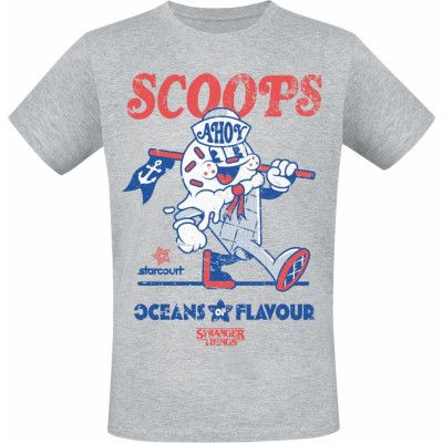 Stranger Things T-shirt - Scoops Ahoy - M XL - för Herr - grå