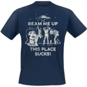 Stranger Things T-shirt - Season 5 - Beam Me Up This Place Sucks! - S XXL - för Herr - marinblå