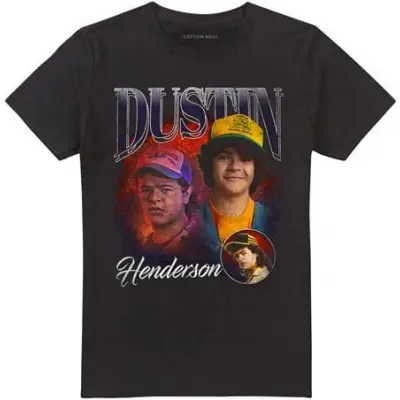 Stranger Things T-shirt - Season 5 - Dustin Homage - S XXL - för Herr - svart