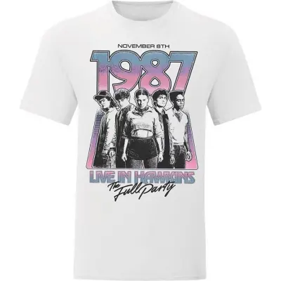 Stranger Things T-shirt - Season 5 - Hawkins 1987 Group Tour Poster - S XXL - för Dam - vit