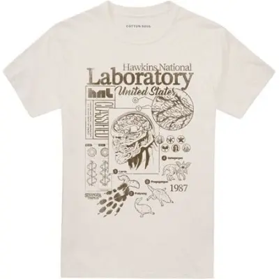 Stranger Things T-shirt - Season 5 - Hawkins Lab Mono - S XXL - för Herr - naturfärgad