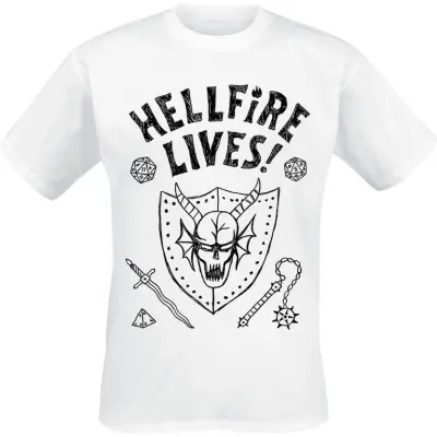 Stranger Things T-shirt - Season 5 - Hellfire Lives! - S 5XL - för Herr - vit