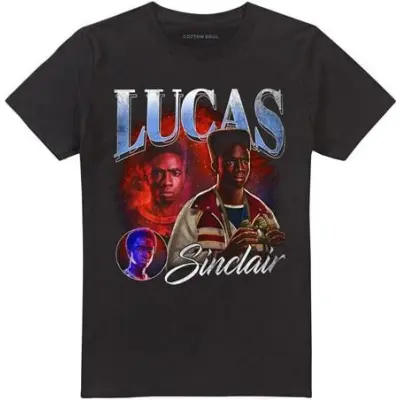 Stranger Things T-shirt - Season 5 - Lucas Homage - S XXL - för Herr - svart