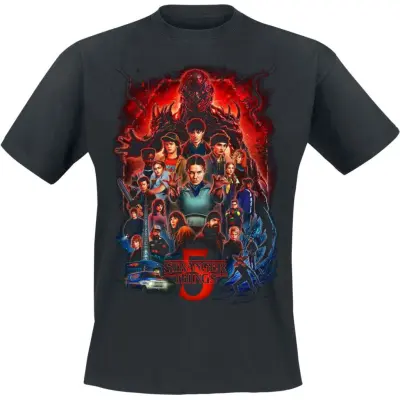 Stranger Things T-shirt - Season 5 - Poster - M 4XL - för Herr - svart