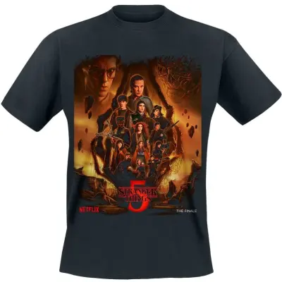 Stranger Things T-shirt - Season 5 - The Finale Poster - S 5XL - för Herr - svart