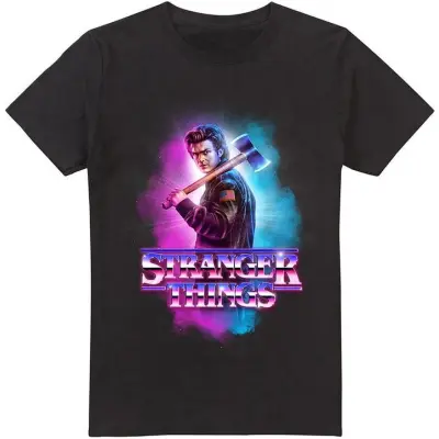 Stranger Things T-shirt - Steve Harrington - Metall Burst - S XXL - för Herr - svart