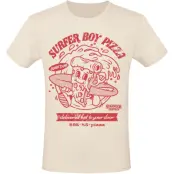 Stranger Things T-shirt - Surfer Boy Pizza - S XL - för Herr - beige