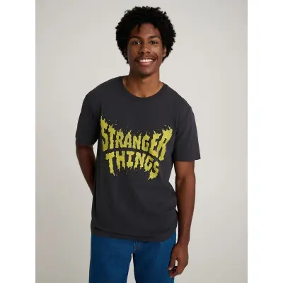 Wrangler T-shirt - Stranger Things Tee Washed Black - S XL - för Herr - svart